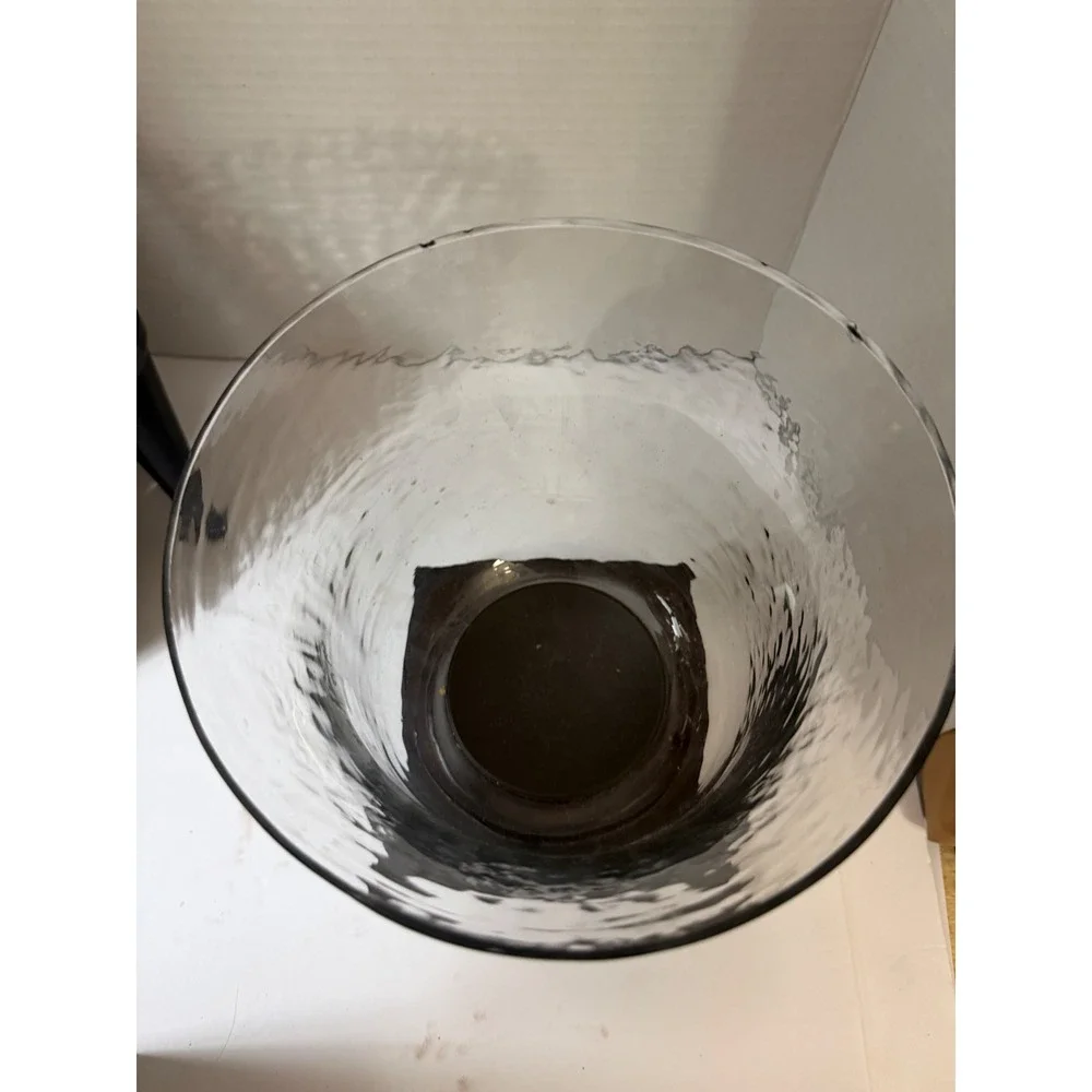 Pottery Barn Ryland Dark Wood Glass Hurricane Square Base
